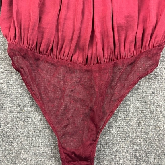 FREE PEOPLE Intimately Women’s Another Round Pomegranate Red Blouse bodysuit XS - Picture 3 of 14